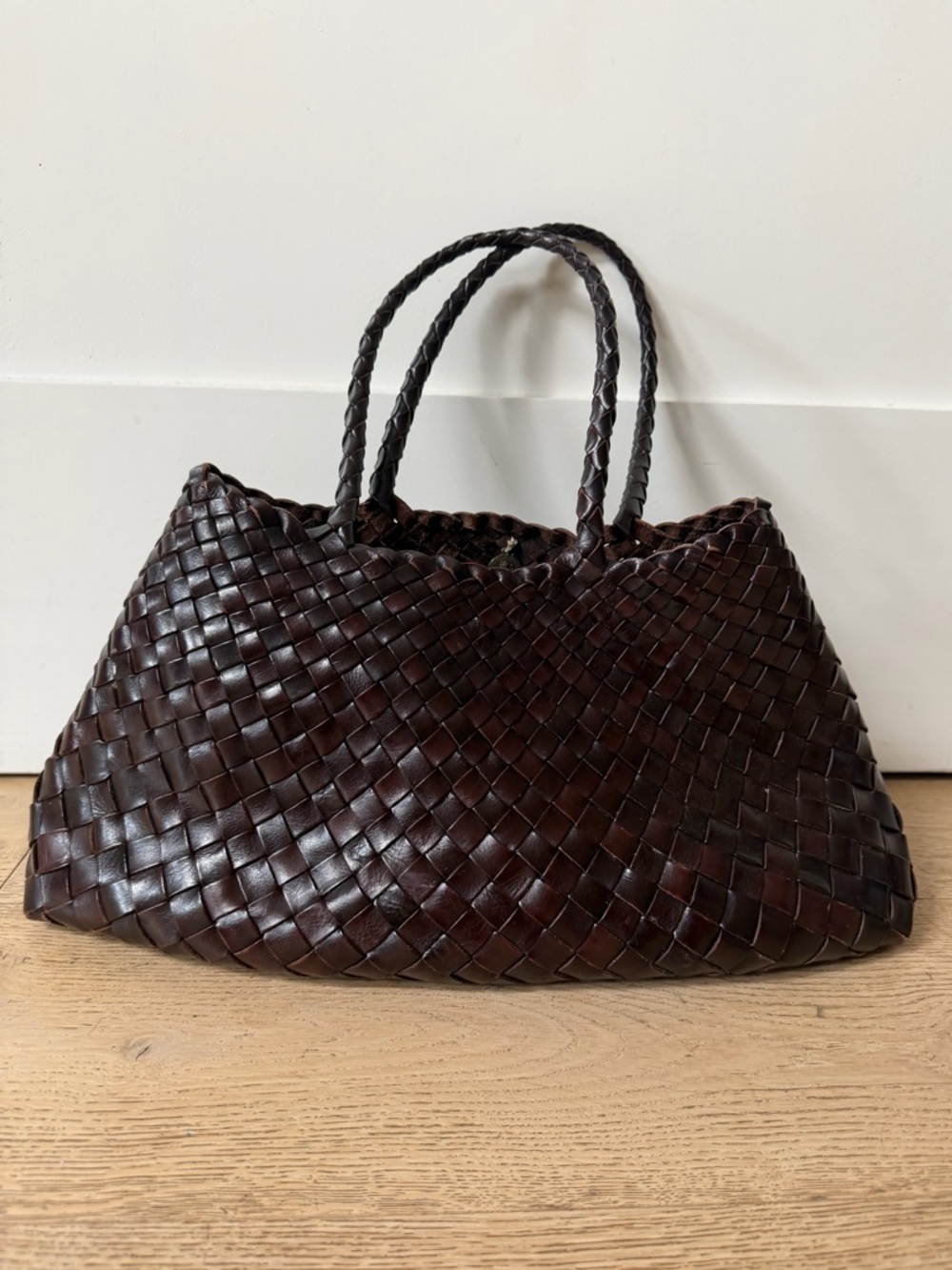 Dragon Diffusion Woven Tote Bag in Dark Brown